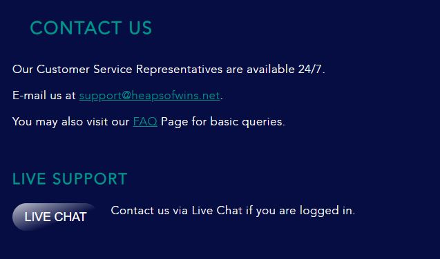 Contact support via email or live chat